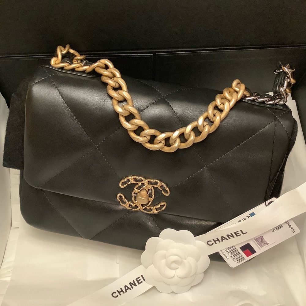 Chanel Black Lambskin 19 Small Flap